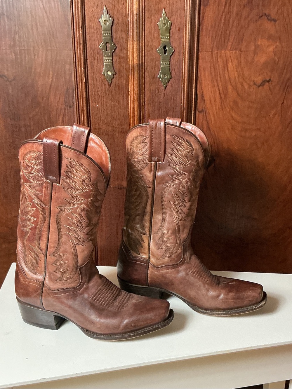 Dan Post Brown Embroidered Western Heeled Boots - Picture 3 of 9
